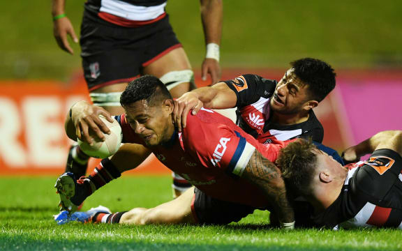 Shannon Frizell scores a try for Tasman in their Mitre 10 Cup rugby match against Counties Manukau at Navigation Homes Stadium in Pukekohe, Auckland, New Zealand. Saturday 12 September 2020. © Copyright photo: Andrew Cornaga / www.photosport.nz