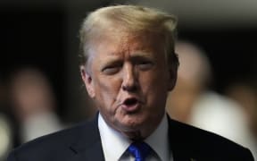 Former President Donald Trump comments to members of the media after being found guilty on 34 felony counts of falsifying business records in the first degree at Manhattan Criminal Court, Thursday, May 30, 2024, in New York. Donald Trump became the first former president to be convicted of felony crimes as a New York jury found him guilty of 34 felony counts of falsifying business records in a scheme to illegally influence the 2016 election through hush money payments to a porn actor who said the two had sex. (AP Photo/Seth Wenig, Pool)