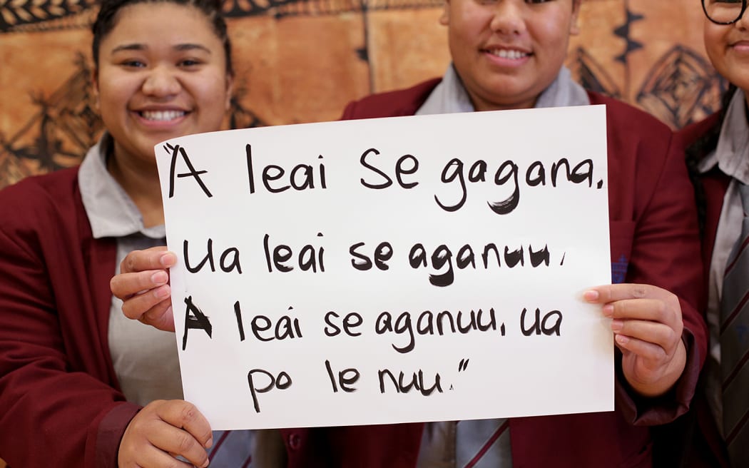 The McAuley High School Debating team: "A leai se gagaba, ua leai se aganuu, a leai se aganuu, ua po le nuu."