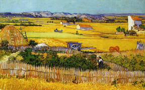 Van Gogh: The plain "La Crau" near Arles with Montmajour in the background