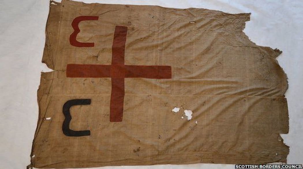 The Maori war flag that was confiscated by the Crown currently held at Hawick Museum in Scotland.