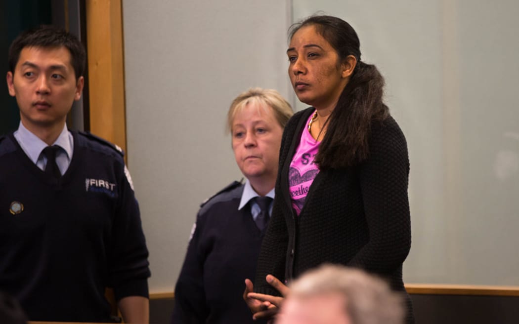 Amandeep Kaur standing in the dock at the Auckland High Court