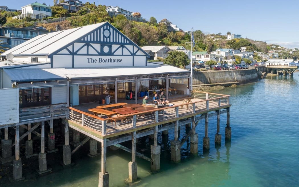 The historic wooden Boathouse on the Nelson waterfront.