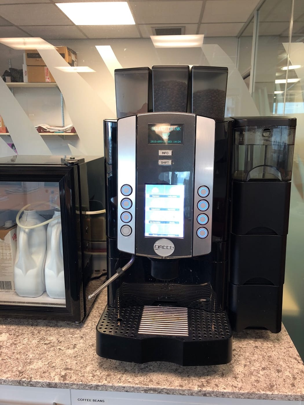 The old work coffee machine was better because it has a #covfefe sticker on it