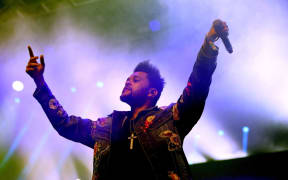 The Weeknd performs onstage at this year's Coachella music festival.