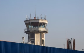 The control tower at Tribhuvan International Airport in Kathmandu, Nepal