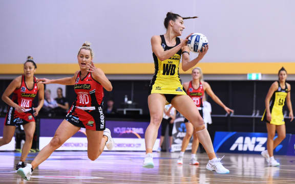 Pulse player Karin Burger during their ANZ Premiership Netball match. Tactix v Pulse.