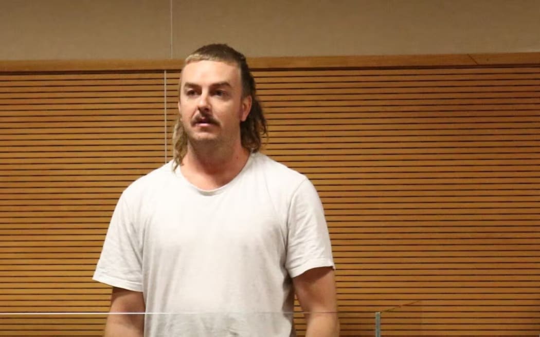 Frank Harris during sentencing in the High Court at Nelson, on a charge of attempted murder following a violent attack on his father at his home in Golden Bay.