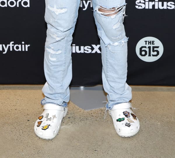 NASHVILLE, TENNESSEE - JULY 14: Bailey Zimmerman's Crocs are seen at SiriusXM Studios on July 14, 2025 in Nashville, Tennessee.   Jason Kempin/Getty Images/AFP (Photo by Jason Kempin / GETTY IMAGES NORTH AMERICA / Getty Images via AFP)