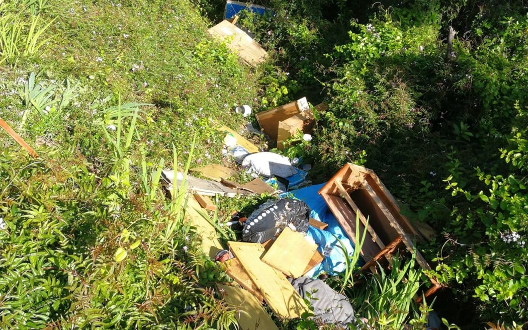 Household waste left illegally in the bush.