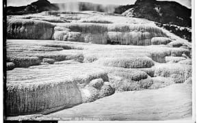 Charles Spencer, Trickling Buttresses, White Terrace, c. 1880s, mammoth-plate collodion silver glass negative, positive and negative views.
