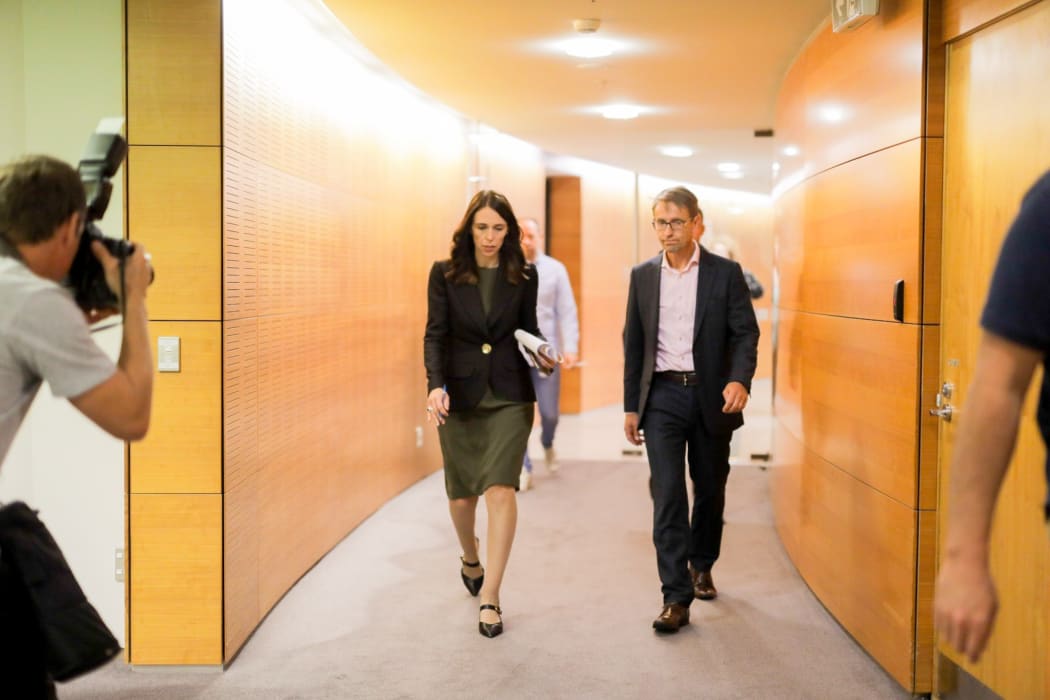 Prime Minister Jacinda Ardern and Director General of Health David Bloomfield.