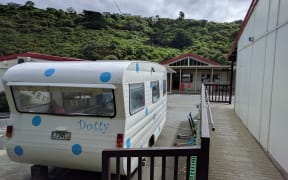 The caravan, "Dotty", that Houghton Valley School is using for small group work.
