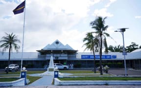 (240125) -- BEIJING, Jan. 25, 2024 (Xinhua) -- This photo taken on Jan. 24, 2024 shows the Parliament of the Republic of Nauru. China and Nauru signed a joint communique in Beijing Wednesday on the resumption of diplomatic relations at the ambassadorial level. (Xinhua/Wang Shen) (Photo by WANG SHEN / XINHUA / Xinhua via AFP)