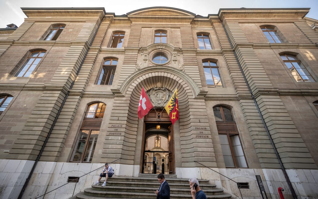 Geneva's courthouse is seen on August 29, 2022, at the opening of French-Israeli diamond magnate Beny Steinmetz appeal against a corruption sentence linked to mining rights in Guinea. The 66-year-old businessman was convicted in January 2021 of setting up a complex financial web to pay bribes to ensure his company could obtain permits in an area estimated to contain the world's biggest untapped deposits of iron ore. (Photo by Fabrice COFFRINI / AFP)