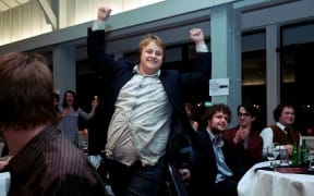 Uther Dean pictured winning Best Reviewer Award at the Aotearoa Student Press Association Awards in 2010