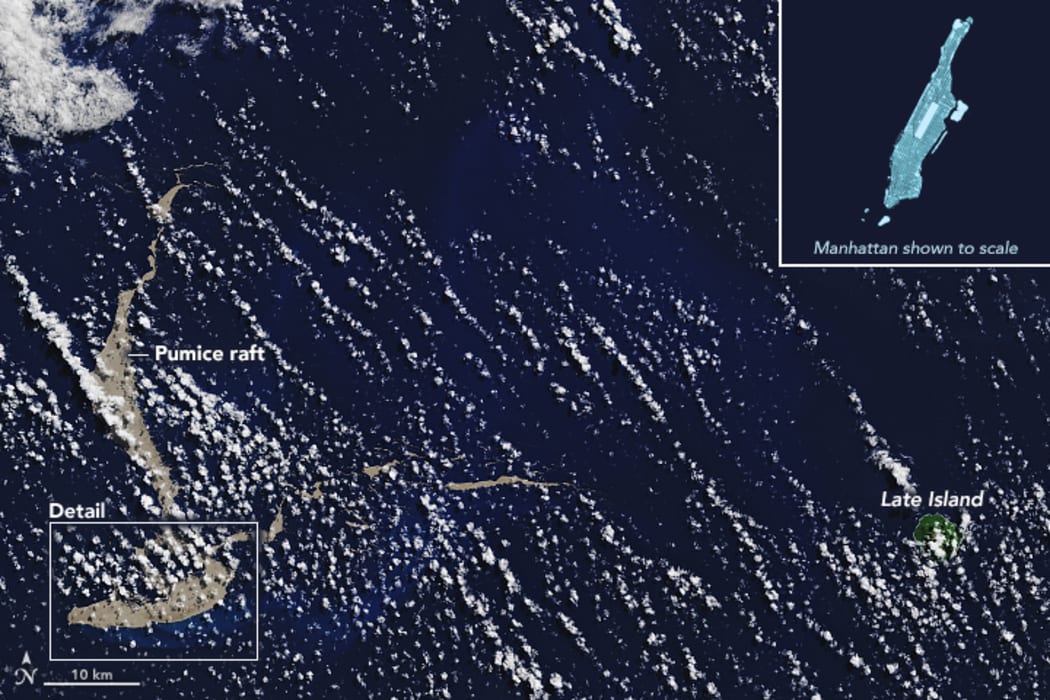 The large raft of pumice off Tonga