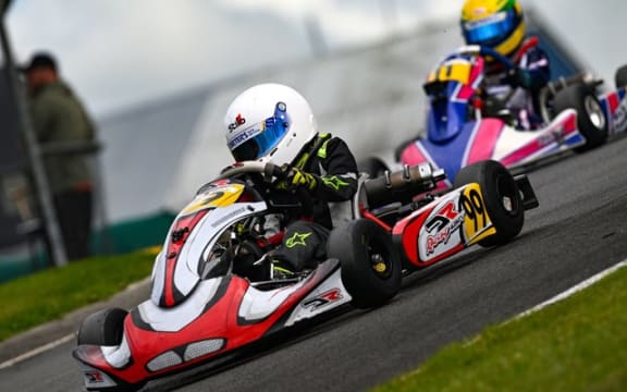 Sebastian Grant in a kart race.