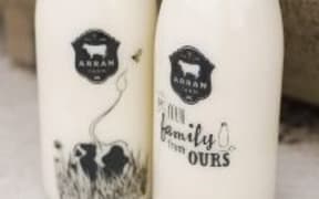 The raw milk is sold through a vending machine at Arran Farm Milk Shop in Feilding
