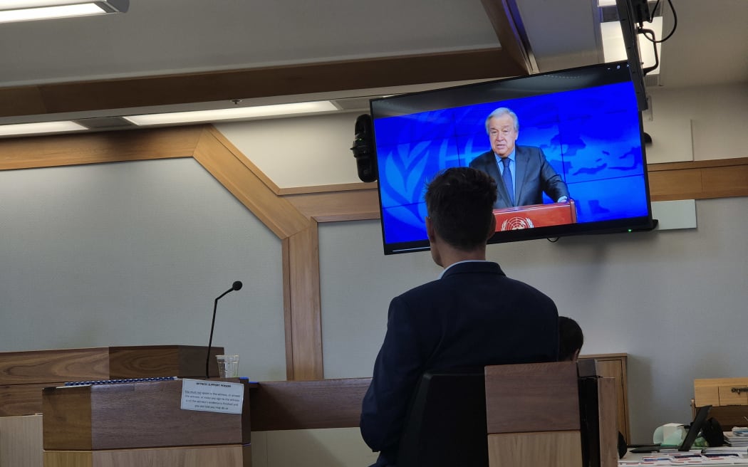 UN Secretary-General António Guterres' urgent calls for action on climate change were entered as evidence in a trial of members of the Restore Passenger Rail protest group.