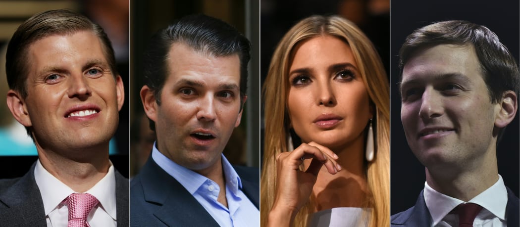 Mr Trump's children, from left, Eric Trump, Donald Trump Jr, Ivanka Trump, and her husband Jared Kushner, are on the transition team's executive committee.