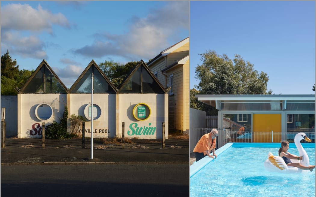 Left: Gonville Pool House retained some of its distinctive features. Right: It also retained the smaller pool.