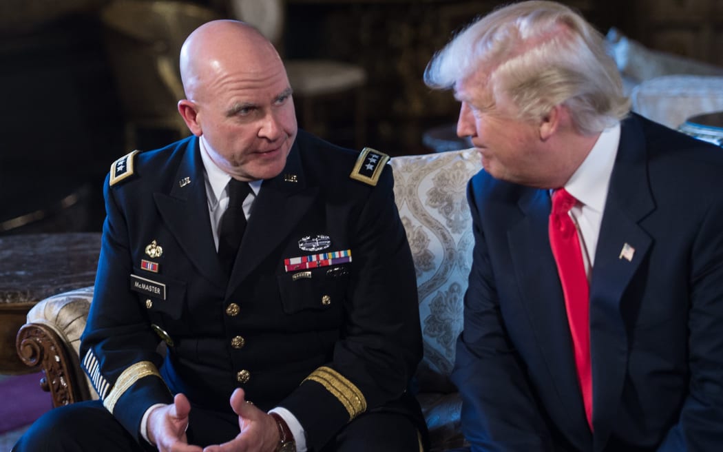 US President Donald Trump announces US Army Lieutenant General H.R. McMaster (left) as his national security adviser.