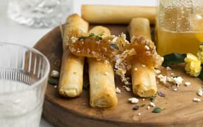 Goats' cheese &amp; honeycomb filo cigars