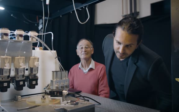 Orbis scientific co-founder Professor David Williams and chief technical officer Dr Matheus Vargas with a prototype platform