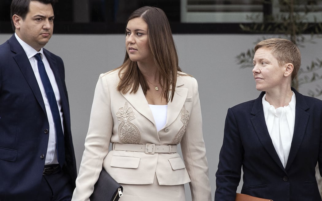 Brittany Higgins leaves court in Canberra