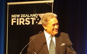 Winston Peters giving his keynote address at the New Zealand First conference in Auckland.