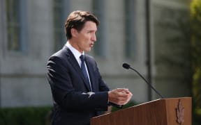 Canada's Prime Minister Justin Trudeau speaks during a news conference at Rideau Hall after asking Governor General Mary Simon to dissolve Parliament on August 15, 2021 in Ottawa, Canada.