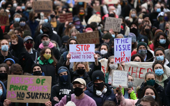 A protest calling for greater public safety for women, and against the police handling of a gathering on Clapham Common, after the death of Sarah Everard.