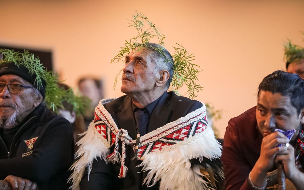 Hona Edwards (Te Uri Roroi, Te Mahurehure Ki Whatitiri, Te Parawhau) at Te Papa’s repatriation pōwhiri.