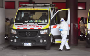 An ambulance is cleaned at the Royal Melbourne Hospital in Melbourne on 9 October 2021.
