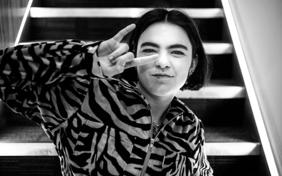 Musician Bene (also known as Stellar Bennett from Auckland) at the RNZ Auckland offices