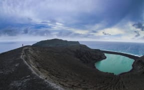 Researchers walked around the volcano during their field work.