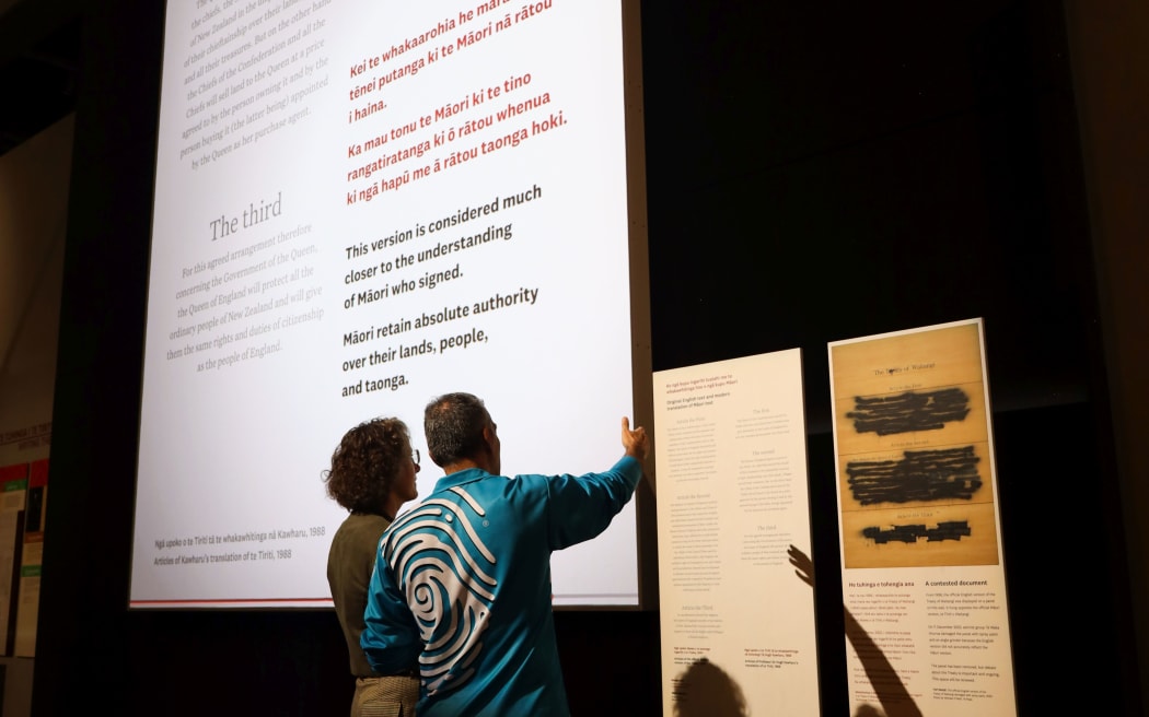 Te Papa has replaced the Treaty of Waitangi panel damaged in December 2023 with a temporary display.
