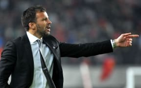 The All Whites coach Anthony Hudson. China v New Zealand All Whites. 2014.
