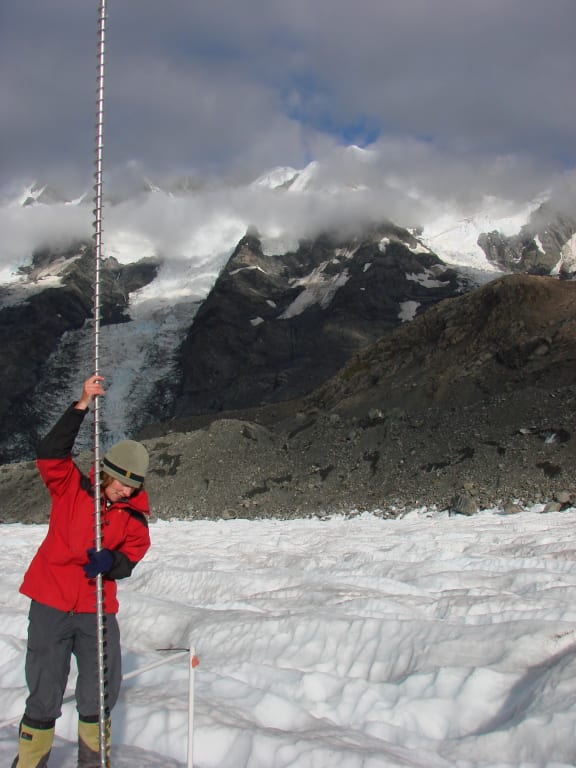 Dr Heather Purdie testing glacier ice