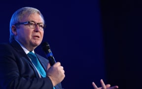 NEW YORK, NY - SEPTEMBER 29: Former Prime Minister to the Commonwealth of Australia, Kevin Rudd, speaks onstage at the 2014 Concordia Summit - Day 1 at Grand Hyatt New York on September 29, 2014 in New York City.