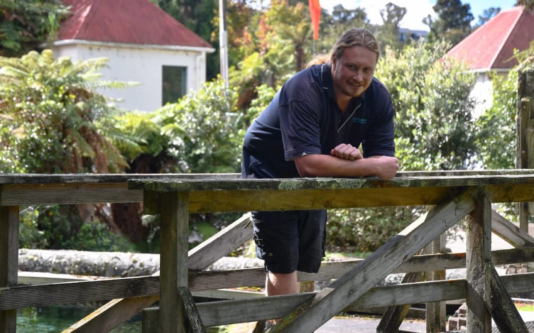 Rotorua Lakes Council water operations engineer Owen Jansen at the Karamu Takina springs and water treatment site.