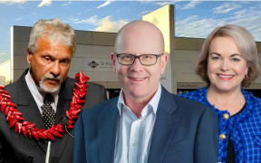From left: Anae Arthur Anae, Roger Partrige and Judith Collins discuss the impact of a possible merger of smaller government departments.

Photo/LinkedIn/File