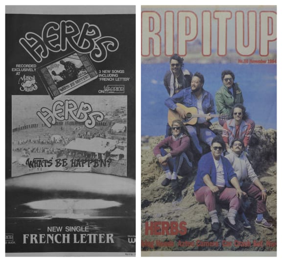 Herbs in Rip It Up magazine, 1982 (L) and 1983 (R)