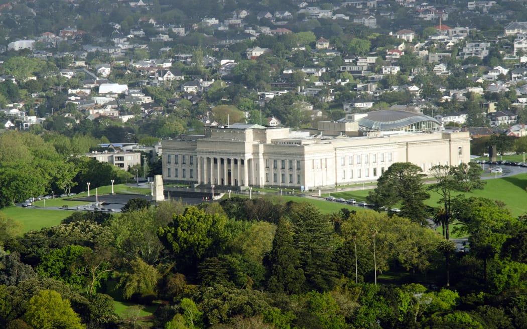 AUCKLAND, NZ - OCT 08:Aerial view of Auckland War Memorial Museum on Oct 08 2013.The museum is the most popular visitor attraction in New Zealand's largest city (population 1.5 million)