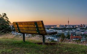 Sunset lookout above Newmarket in Auckland, New Zealand