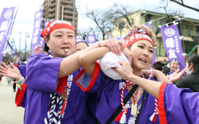 Women participate in a ritual event of naked festival for the first time at Owari Okunitama Shrine in Inazawa City, Aichi Prefecture on February 22, 2024. The unique Shinto festival, which have been held for 1250 years and had been participated by thousands of men wearing loincloths, was previously prohibited to women, but due to the diversification of values, approximately 100 women participate in one of Shinto rituals.( The Yomiuri Shimbun ) (Photo by Masanori Inagaki / Yomiuri / The Yomiuri Shimbun via AFP)