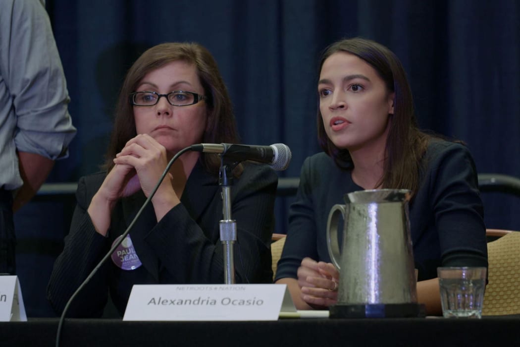 Paula Jean Swearengin (West Virginia) and Alexandria Ocasio-Cortez (New York) in Knock Down the House.
