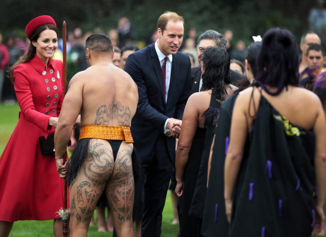 Maori welcomed the Duke and Duchess of Cambridge at Government House on Monday.