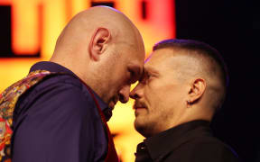 Tyson Fury and Oleksandr Usyk face off.